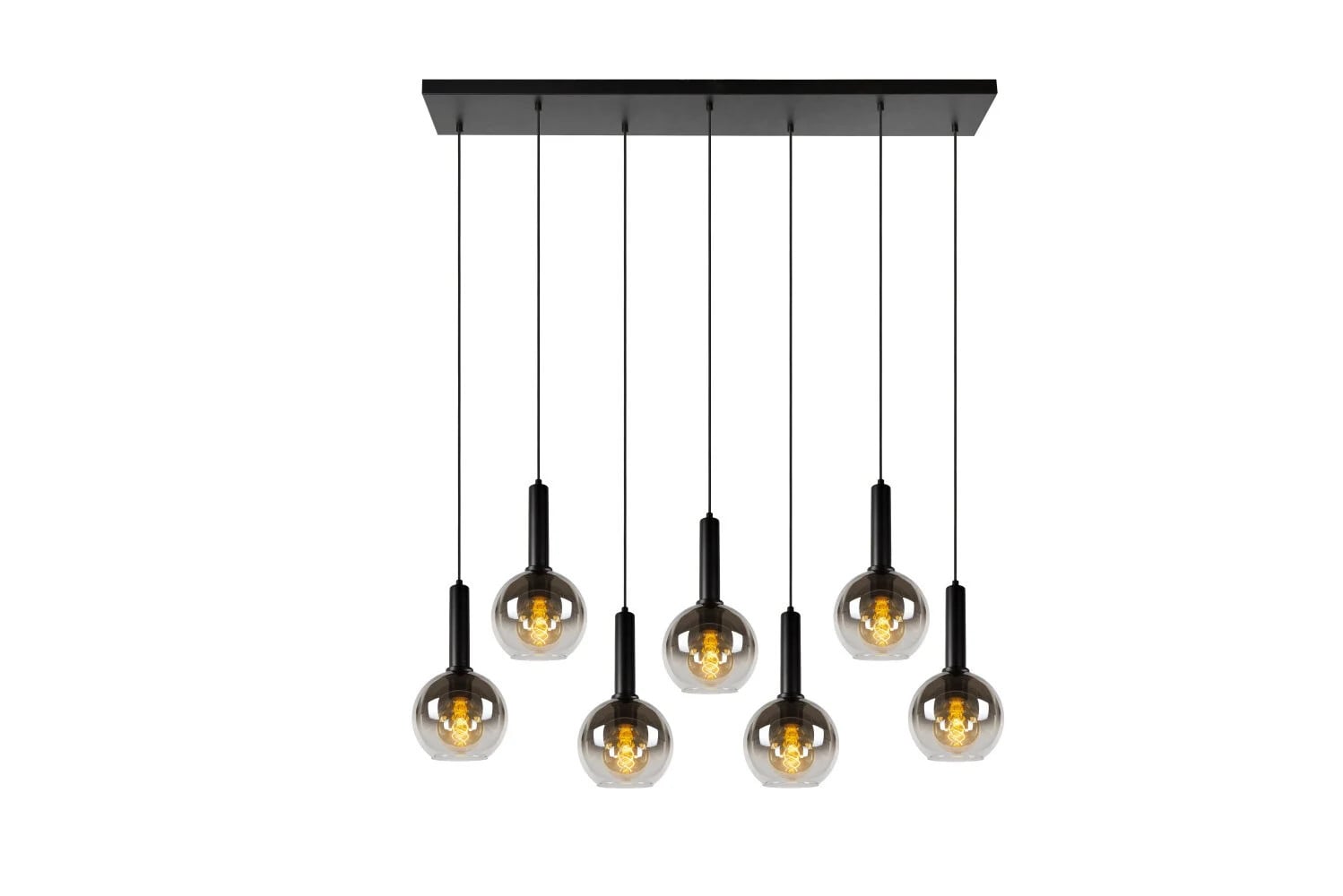 Lucide MARIUS Hanglamp - 7-lichts - Zwart - Glas en Metaal