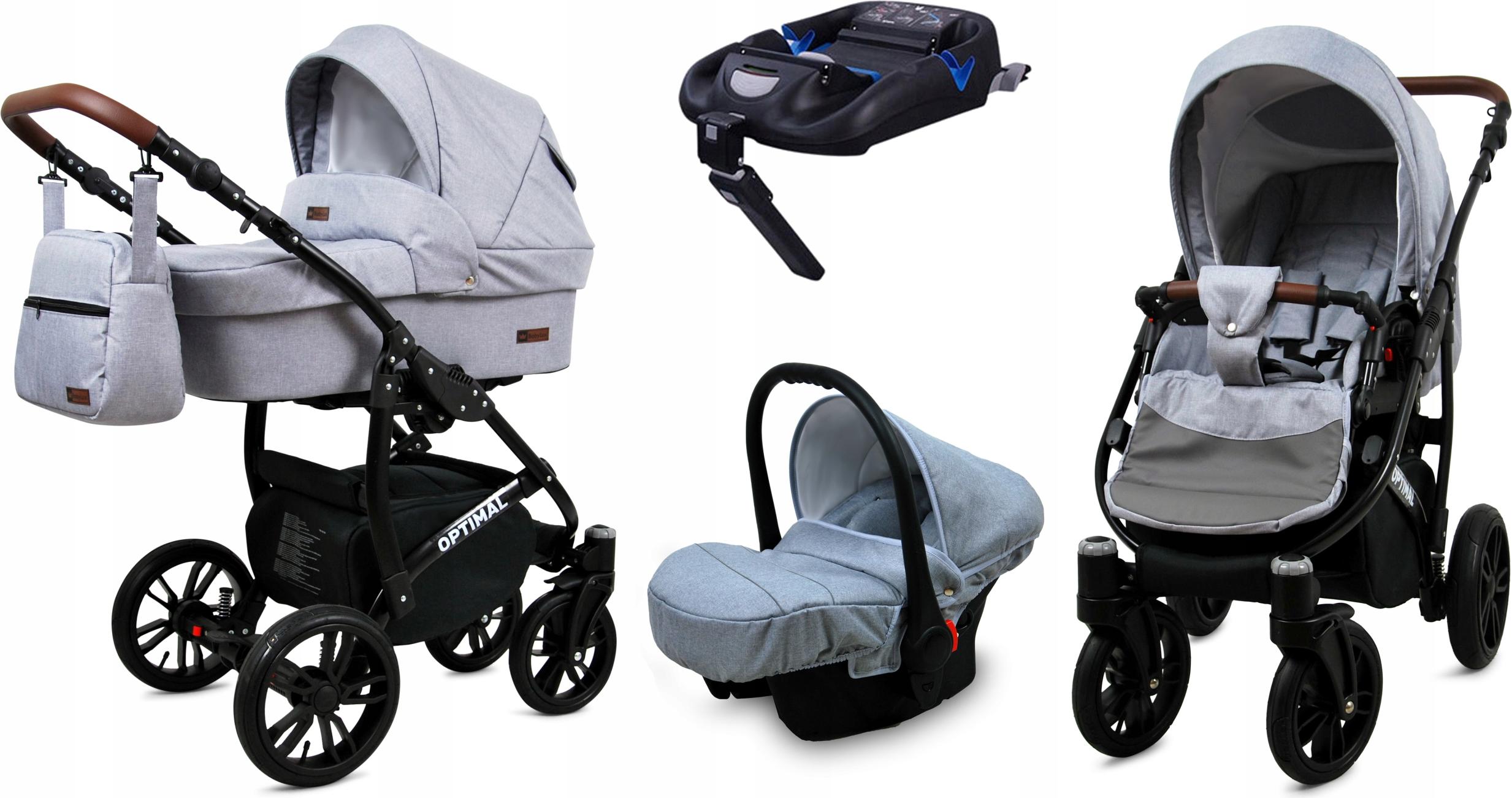 BabyLux Optimal | 4in1 Kinderwagen Set | Silver Flex | Kombikinderwagen | Kinderwagenset | Isof