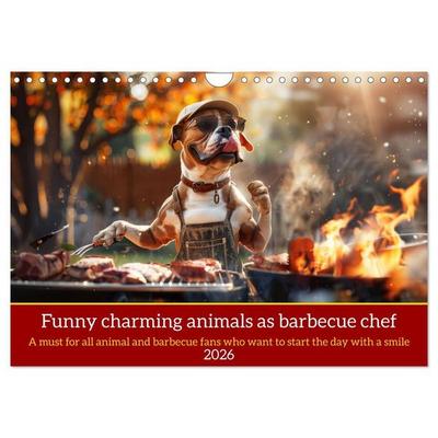Ruebsamen, P: Funny charming animals as barbecue chef (Wall