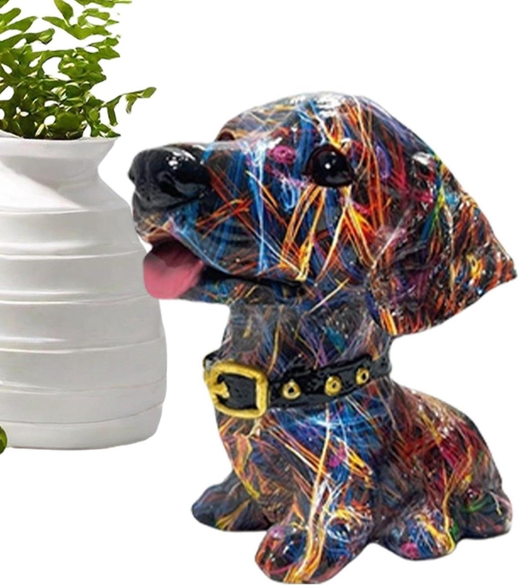Charmant Hars Hond Beeldje - Decoratief Hond Sculptuur voor op de Tafel
