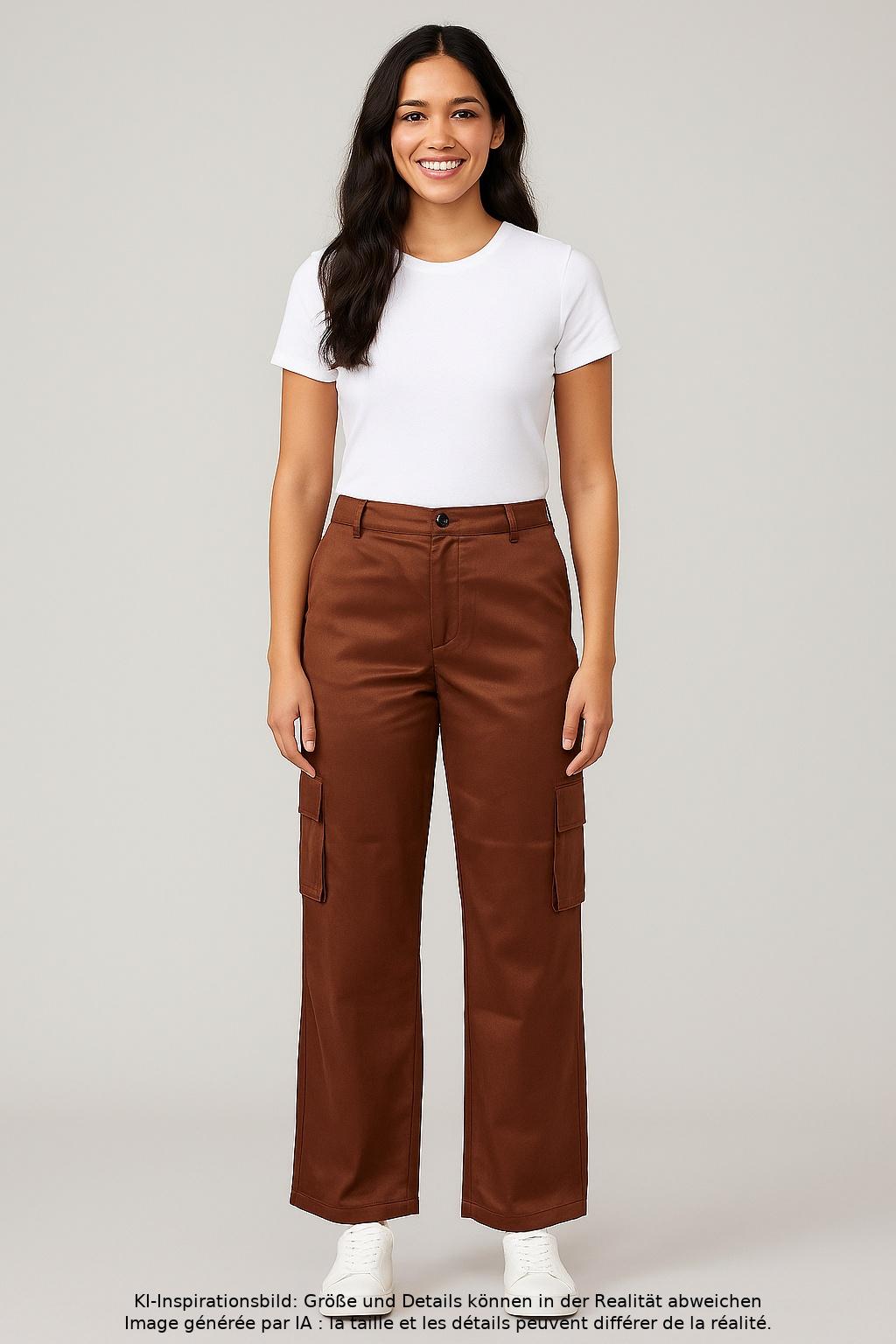 Urban Outfitters Damen Stoffhose, Braun, Gr. L (US 10), Synthetik - Second Hand
