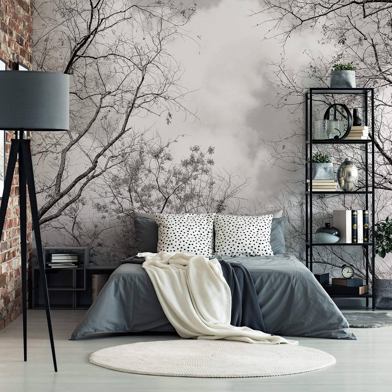 home24 Fotobehang Tree Tops Nature Grijs Modern Mural