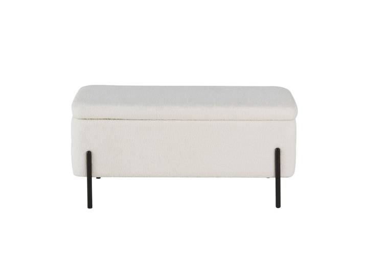 Banquette-coffre bouclettes blanches