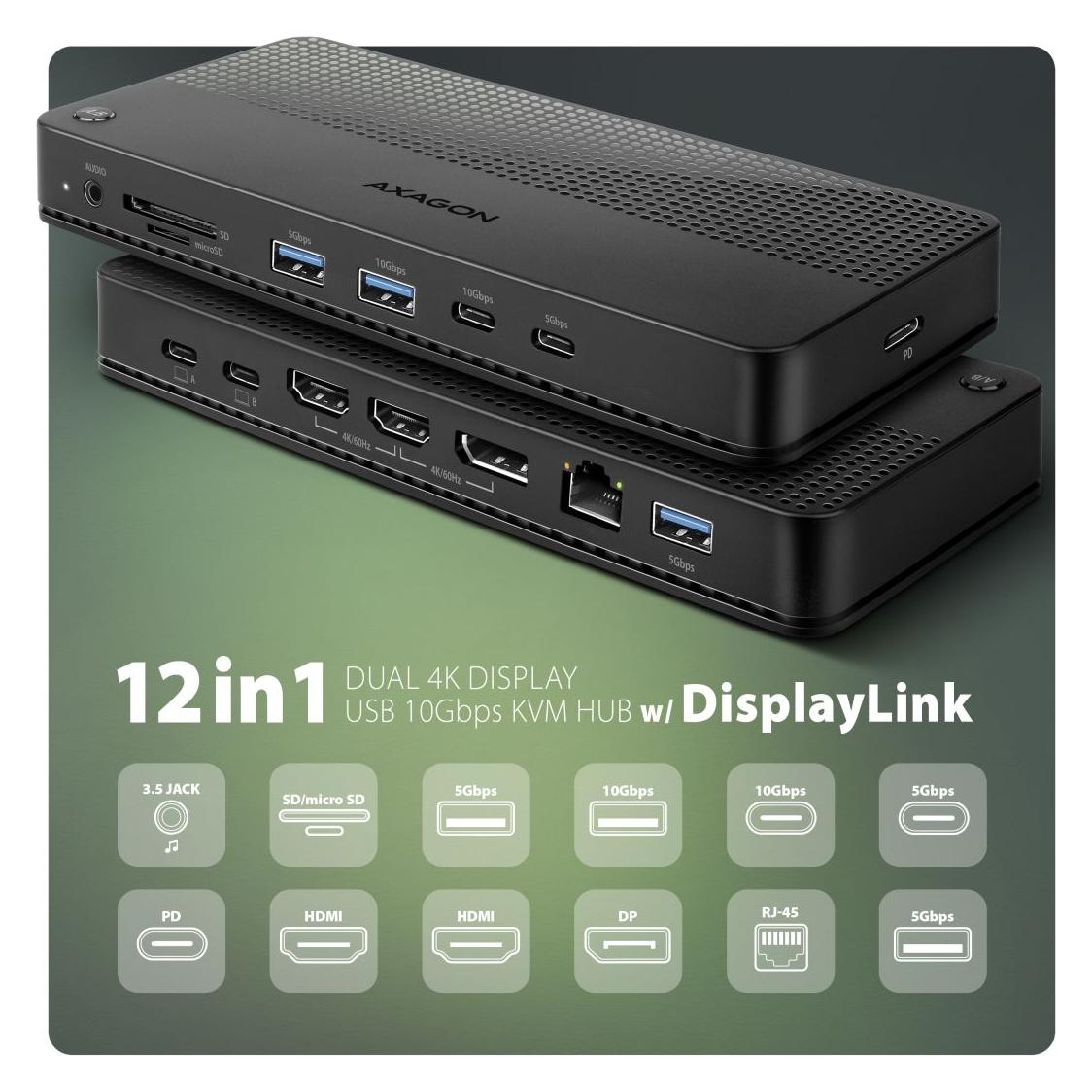 Axagon HMC-DL-KVM 12in1 DisplayLink KVM Schalter (78136283)