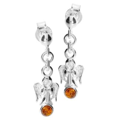 Paar Ohrhänger OSTSEE-SCHMUCK "Ostsee-Schmuck Ohrhänger Engel Ohrhänger Engel", weiß, Ohrringe, Damen, 25 x 8mm, Silber 925 (Sterlingsilber)