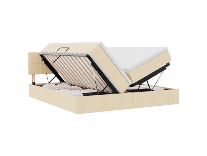 KKgypkn Modernes Kunstlederbett 180x200 cm mit Matratze Creme, hydraulisches Bettgestell mit Stauraum und Metallrahmen