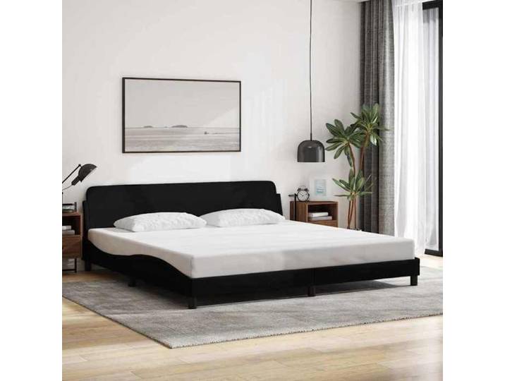 Cadre de lit Dover noir 200x200 cm tissu - Cadre durable - design élégant(14422)