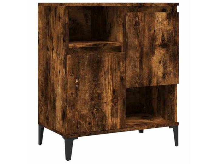 Kaorsrow Sideboard Räuchereiche 60x35x70 cm Beistellschrank mit Türen Kompakter Kommodenschrank für Wohnzimmer und Flur mit 4 Fächern und flexibel montierbaren Türen für mehr Stauraum
