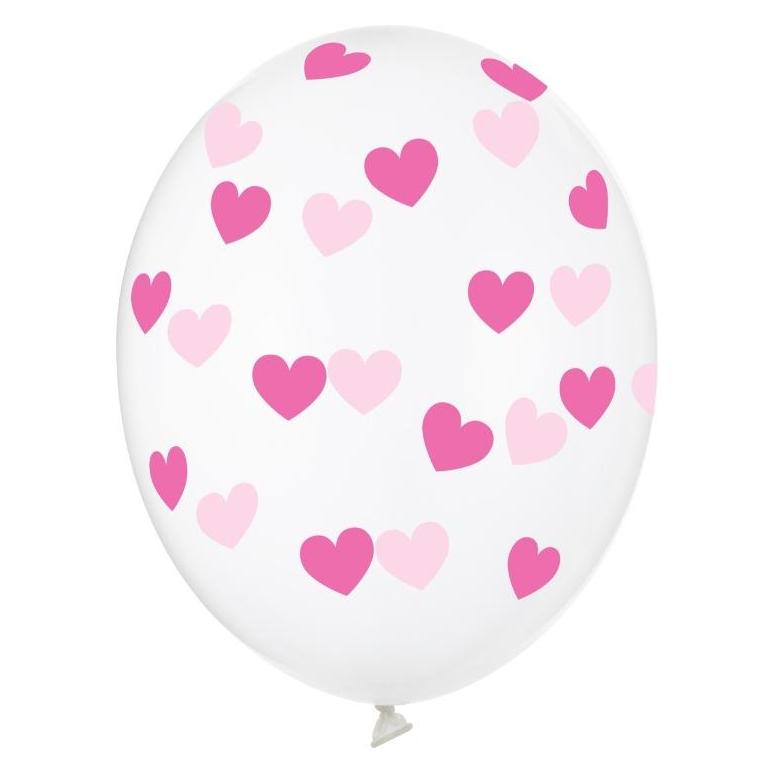 Partydeco Ballons Transparents à Coeurs Fuchsia (6pcs) (6x) (513433)