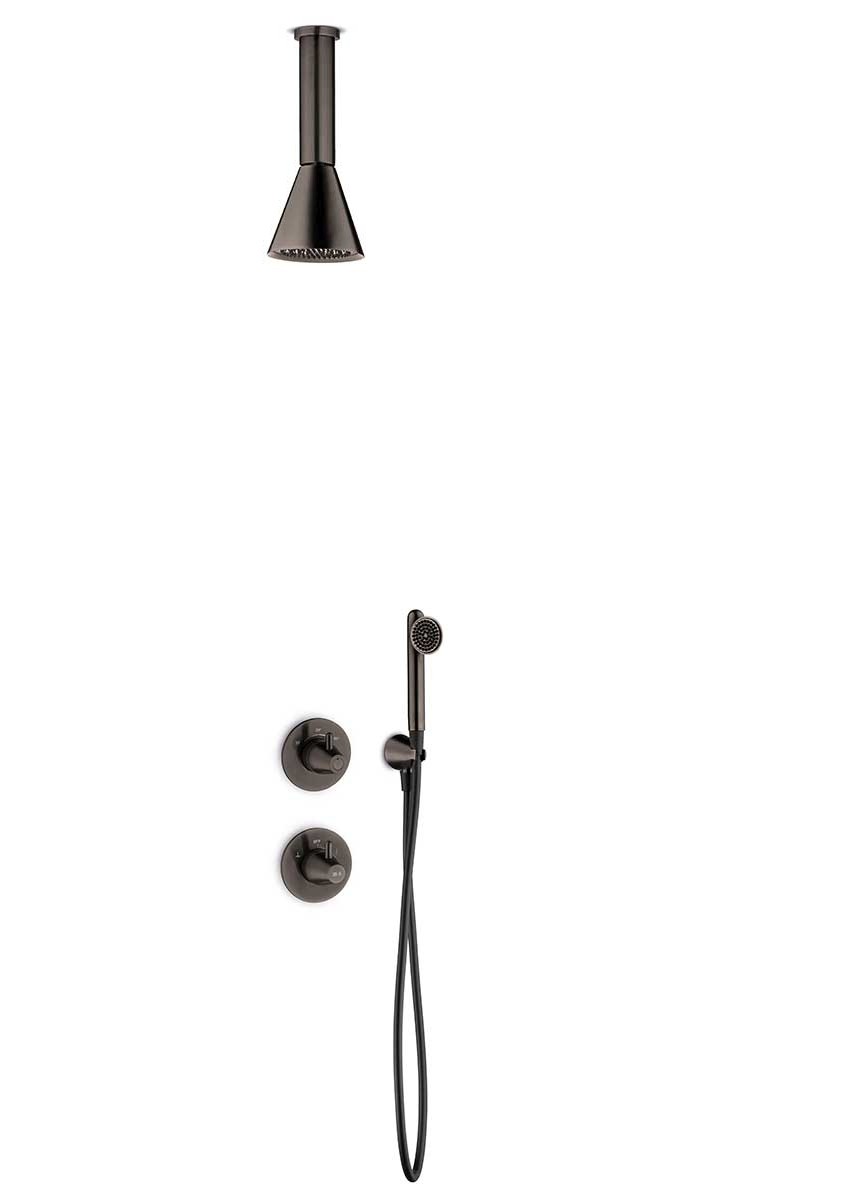 JEE-O cone 04 Decken-Duschkombination mit Thermostat und Umsteller, gun metal, 900-6446 900-6446