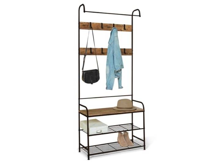 IDMarket - Vestiaire d'entrée PEDRO 79 cm bois et noir design industriel