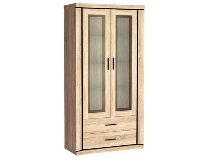 Lomadox Vitrine Vitrinenschrank mit Beleuchtung 2-türig in Sonoma Eiche