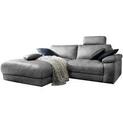 ECKSOFA MOTORISCHER RELAXFUNKTION LOLA Grau Leder Relaxfunktion