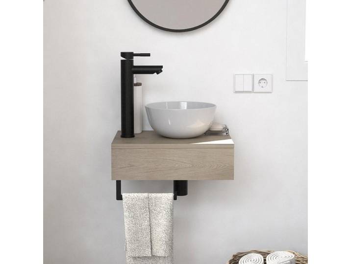 Meuble lave-mains SOHO plan épais vasque blanche