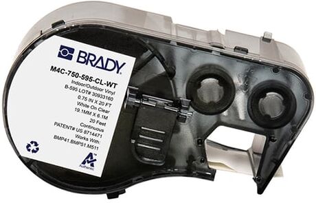 Brady M4C-750-595-CL-WT etiquetas de vinilo blanco sobre transparente 19,05 mm x 6,10 m