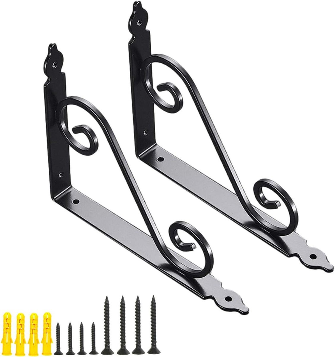 Zwarte metalen plankdragers wandsteunen voor stevige opbergoplossingen 140 x 110 mm