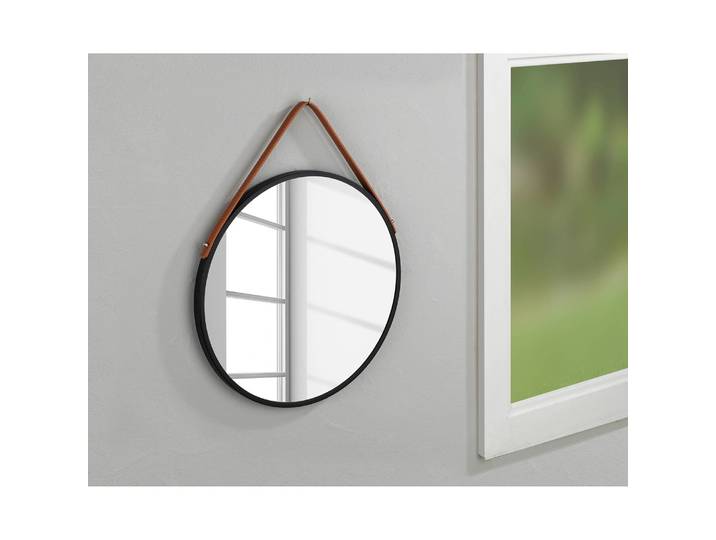 Wandspiegel Borrone Ø 40cm Schwarz Eisen, lackiert / Glas