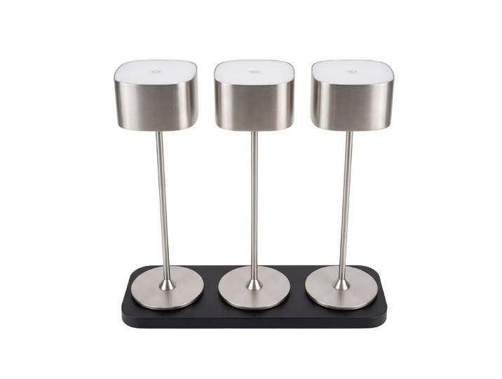 COCON LED Tischleuchte Tischleuchte mit Ladestation Romantico, 3 Stück, Silber , silber, Leuchten, LED Tischleuchte