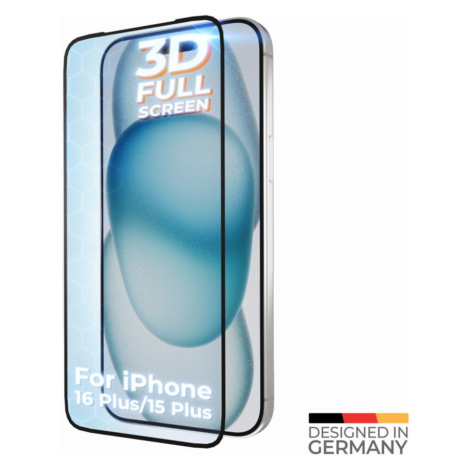 prio 3D Anti-Scratch Tempered Glass für iPhone 16 Plus/15 Plus (6,7 Zoll) schwarz (Apple iPhone 15 Plus, Apple iPhone 16 Plus) (PSG-2009)