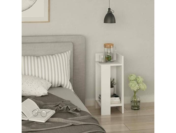 Dmora Nachttisch Taurus 25x27x60h cm Weiß, 2 Regalböden