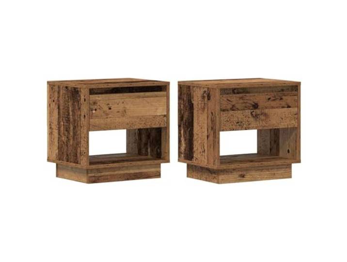 GHVBNMF Nachttisch 2er Set Altholz-Optik 45x34x44cm Holzwerkstoff Rustikaler Beistelltisch fürs Schlafzimmer mit Schublade, kompakter Ablage und stabiler Struktur in Altholz-Optik.