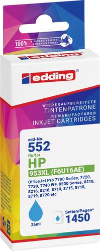 Edding Druckerpatrone ersetzt HP 953XL (F6U16AE) Kompatibel Cyan EDD-552 18-552