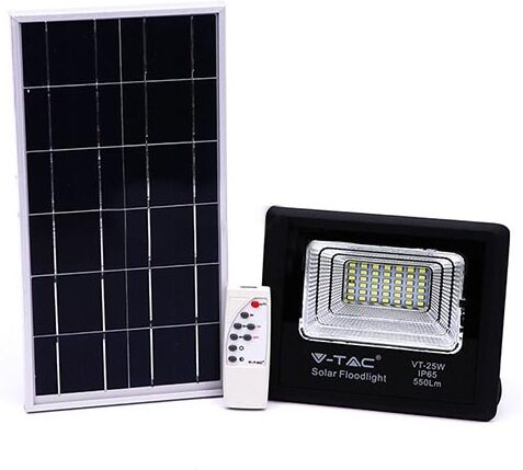 V-Tac Vt-25w Faro Led 25w Autoalimentato Nero Con Pannello Solare 12w E Telecomando 4000k Ip65 – Sku 8573