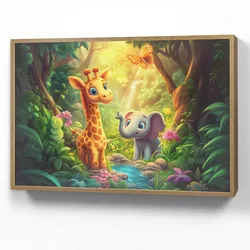 WANDLEUCHTE MIT AKKU Giraffe - Elefant - Blumen - Dschungel Farbwechsel 100x70 cm Wandlampe