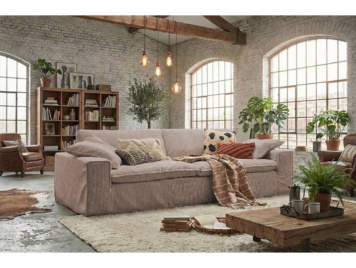 KAWOLA Sofa NETTA, Sofa Couch Cord Bezug abziehbar, verschiedene Breiten und Farben