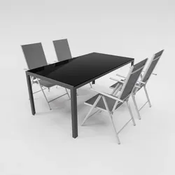 Lex 5-tlg. Gartenmöbel Set Tisch Glasplatte Alu Klappsessel 7-fach verstellbar