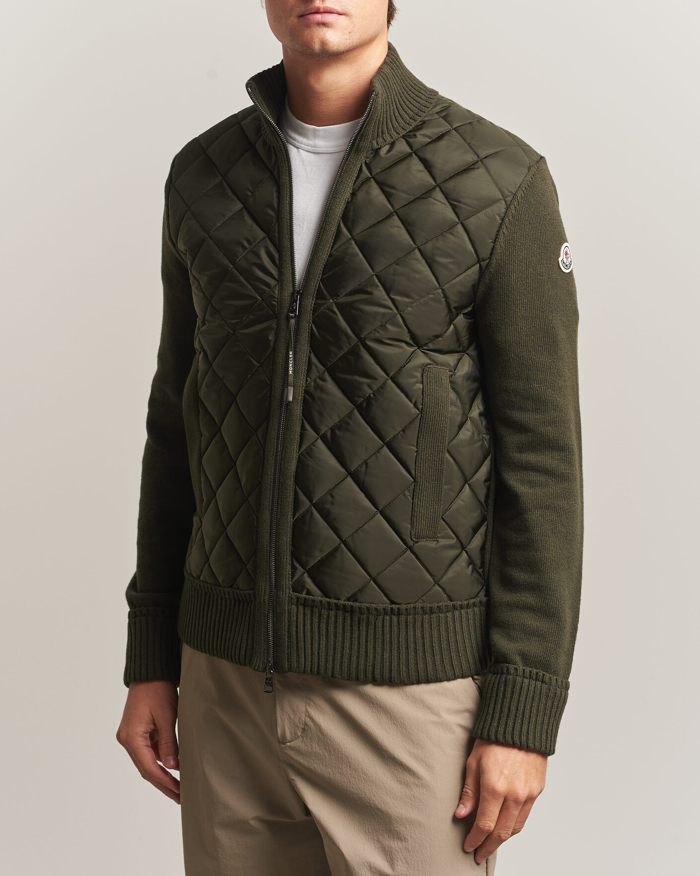 Moncler Quilted Hybrid Jacket Dark Green men L Grøn