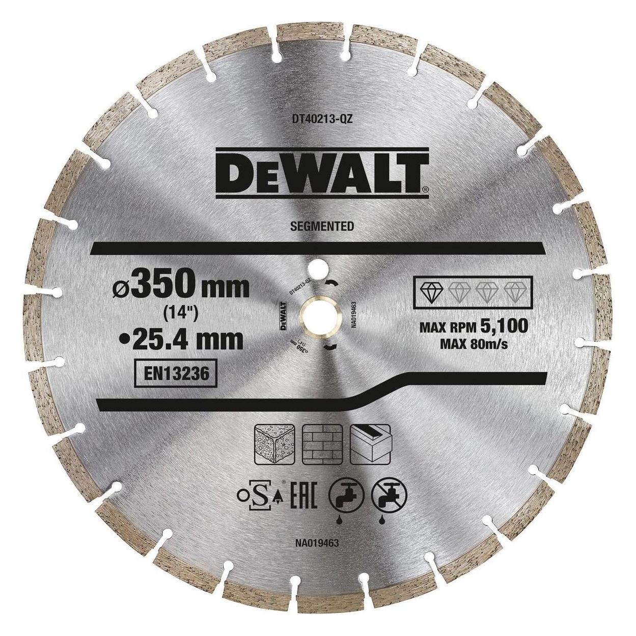 DeWalt Professional Economy DiamantTrennscheibe (350 mm Durchmesser, 25.4 mm Bohrung, universell ei (DT40213-QZ)