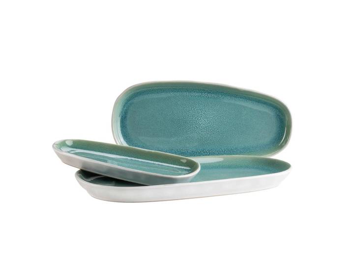 Servierplatten-Set ELEA Steinzeug, Hellgrün, 3-teilig
