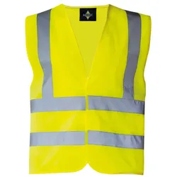 Korntex Unisex Vier Reflexstreifen Weste Warnschutz-Weste KXVR signal yellow XL