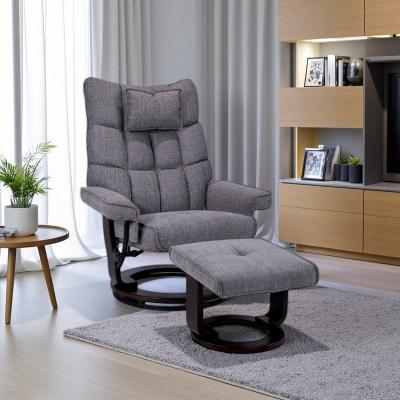 VIVIADORE Chenille Swivel Recliner Chair with Ottoman, 360° Rotating Lounge Chair with Adjustable 110°-145° Backrest, Padded Headrest
