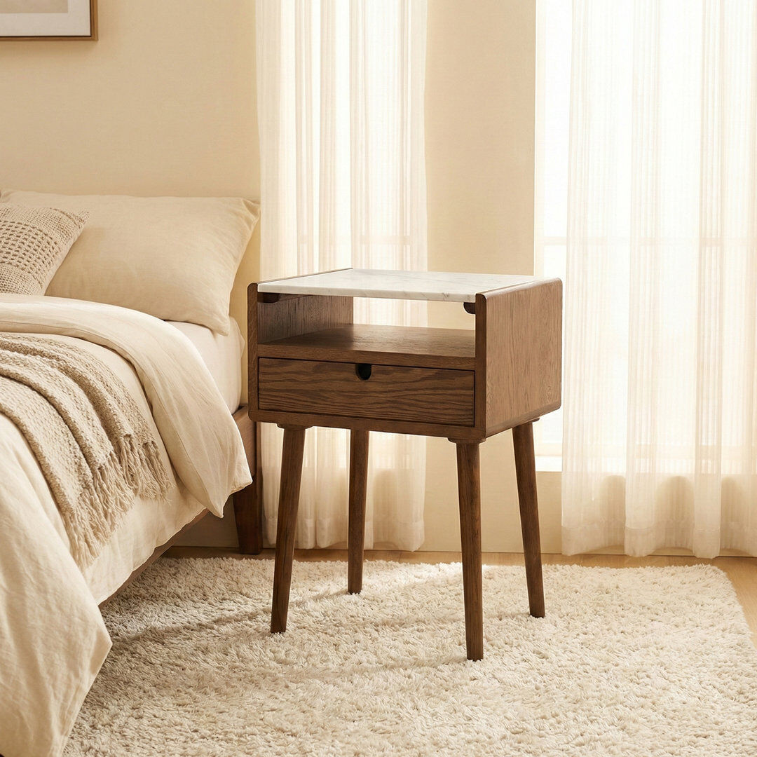 George Oliver Nomi Bedside Table Walnut 45cm H X 60cm W X 35cm D