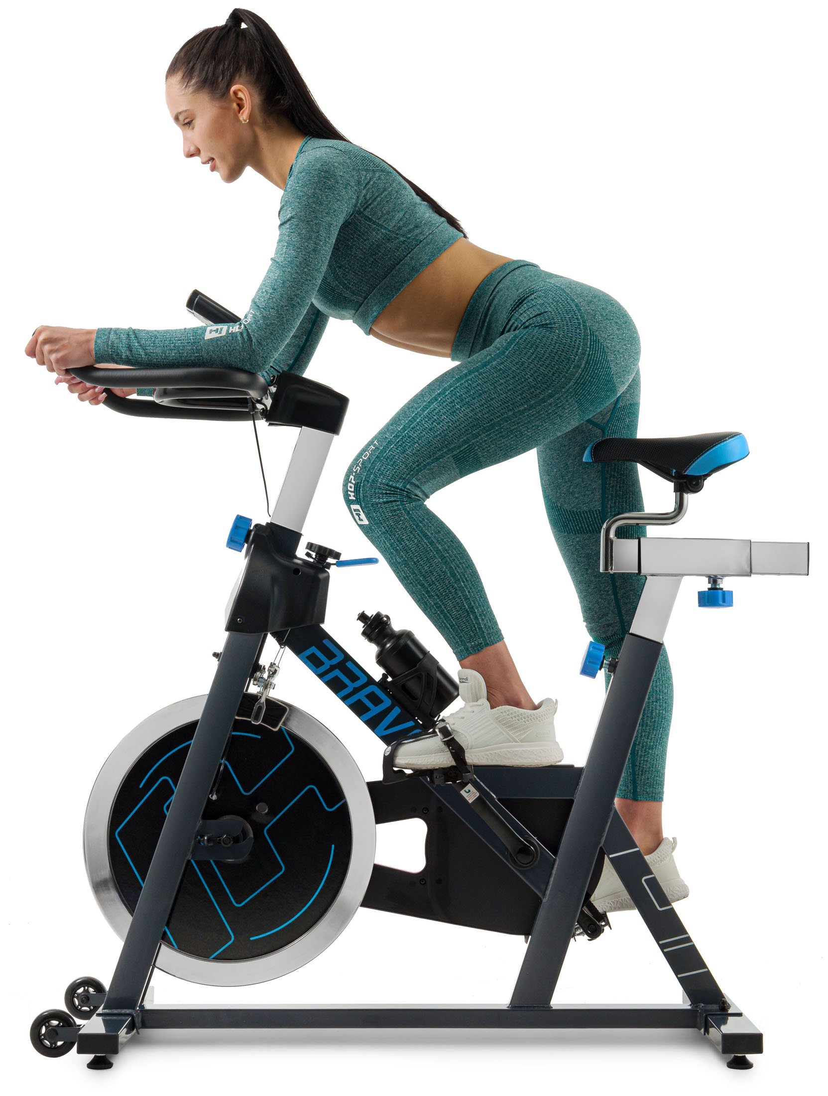 Hop-Sport Indoor Cycling Bike Fahrrad HS-045IC Blau - Speedbike mit LCD-Display und 18 KG Schwungrad - bis 120kg