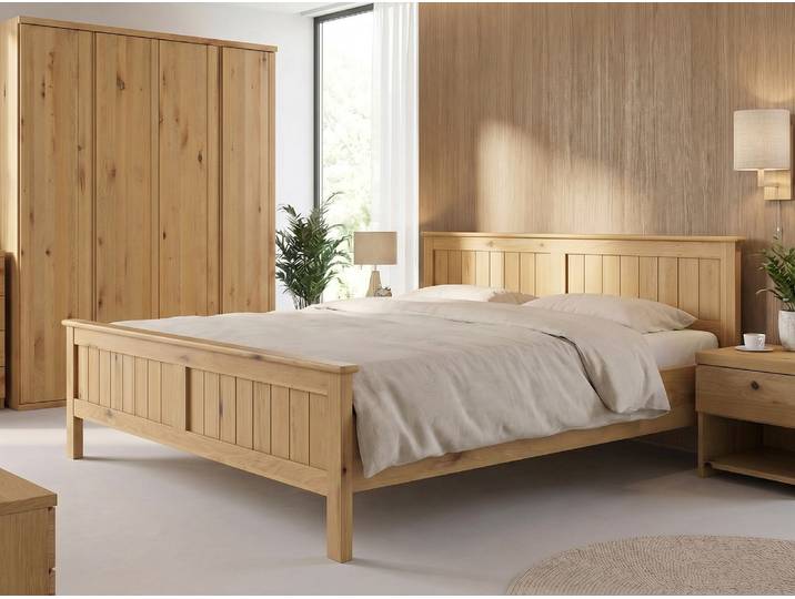 Bett „Patrick“ aus Wildeiche Hell 80 x 210 cm Massivholz Wildeiche Hell
