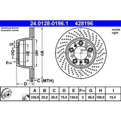 Bremsscheibe ATE 24.0128-0196.1 für Porsche 911 Targa Speedster