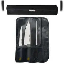 Pirge Gastro Profi Messerset mit Tasche 4 Stück - Griff mit Farbeinsatz - Profi Kochmesser Set - Edelstahl Profi Küchenmesser Set - Messer Set Scharf