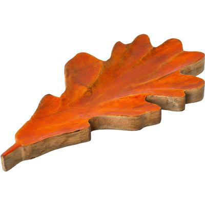 Dekoteller CREATIV DECO "Weihnachtsdeko", braun, B:35cm H:2,5cm T:18cm, Holzwerkstoff, Dekoschalen, im Buchen-Blatt-Design
