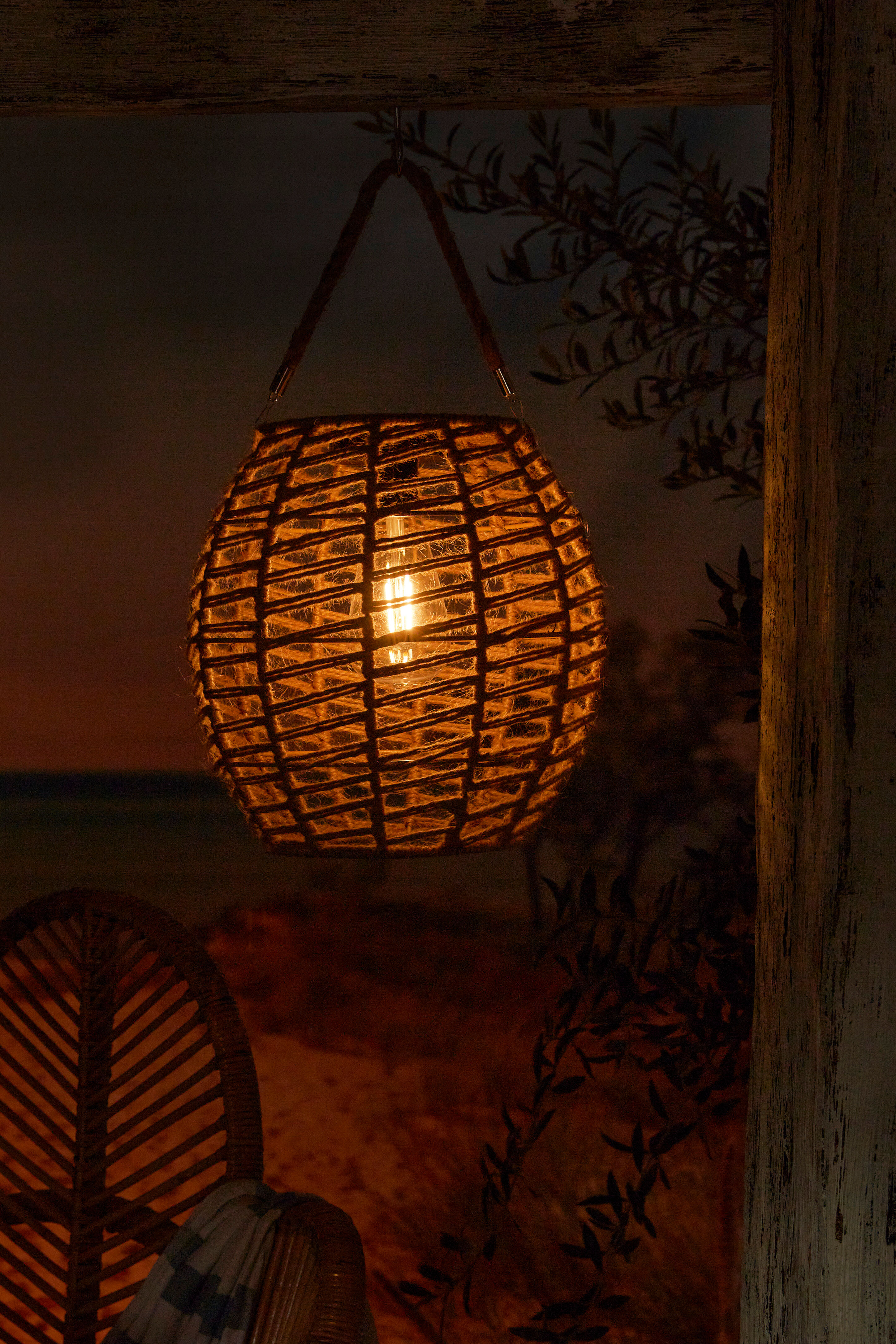 Aussen-Tischleuchte LUXFORM "Solar-Tischlampe - Tortoli - LED - 15 Lumen", beige (natural rope), 1 Stk., Leuchten, Aussen-Tischleuchte, Solarbetrieben natural rope 1 Stk.