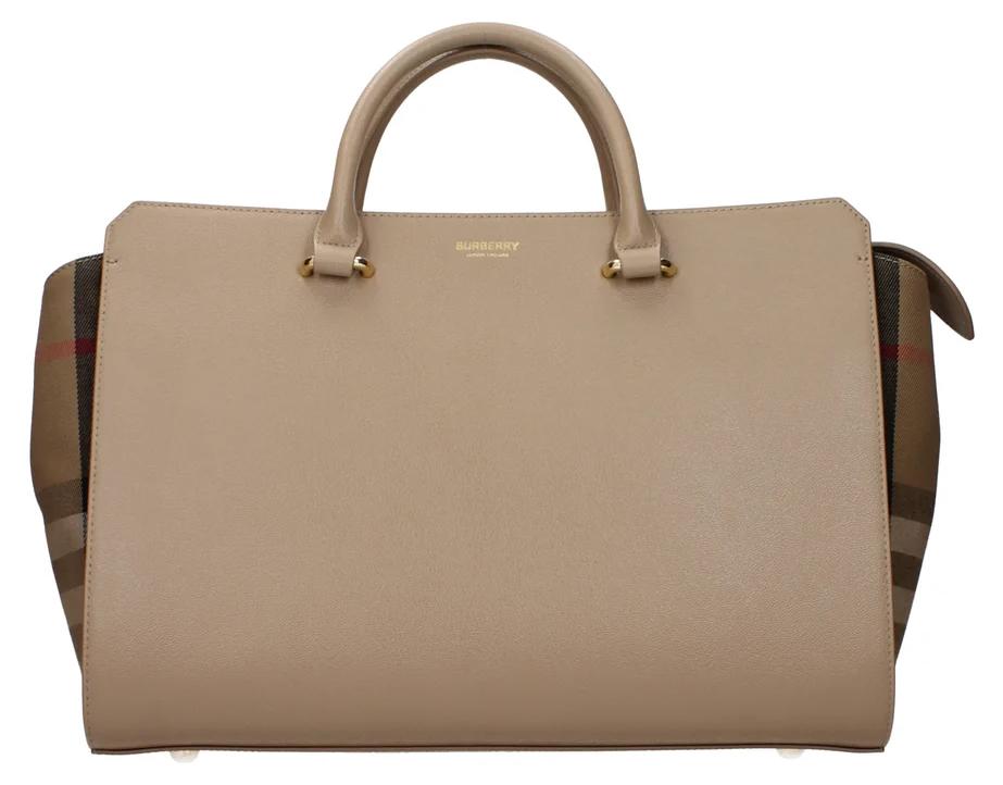 Burberry Damen Henkeltasche Medium Banwell MX Leder Check Canvas Chestnut Beige 80844801