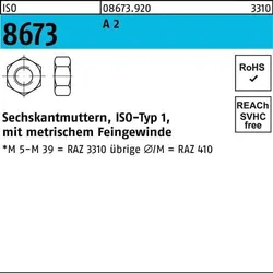 Sechskantmutter ISO 8673 M10x 1 A 2 50 Stück
