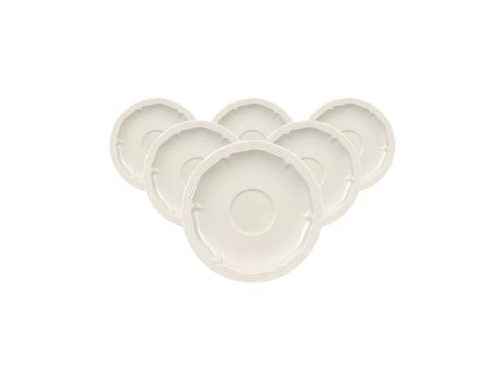 Villeroy & Boch Manoir Espressountertassen 6er Set, 12 cm, Traditionelles Geschirr mit Relief, Passend für Manoir Espressoobertasse, Premium Porzellan, Weiß