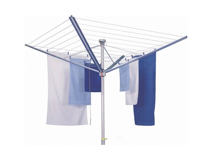 Stewi Wäschespinne First Lady, Blau, 60 Meter Trockenlänge, inkl. Aluminium Bodenhülse zum Einbetonieren