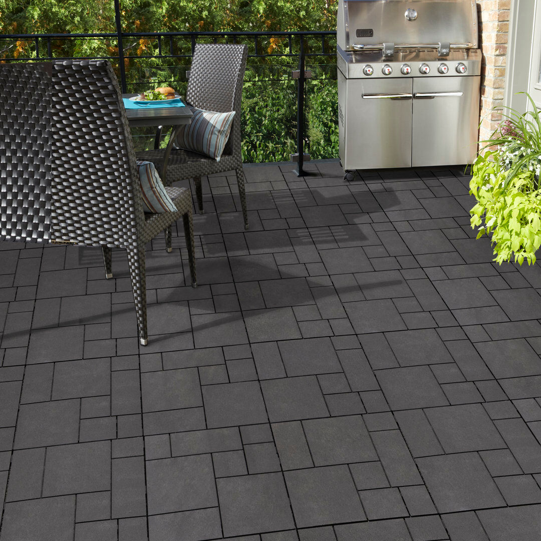NICOMAN MOSAIC-DECK-TILES 30cm L x 30cm W Composite Interlocking Deck Tile Matte Black Tile