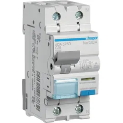 Hager ADA575D Fehlerstrom-Leitungsschutzschalter 1P+N 10kA C-25A 30mA Typ A