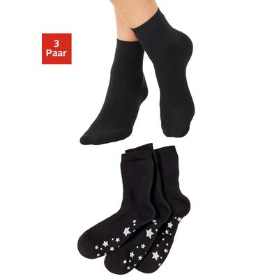 ABS-Socken LAVANA "Damensocken Noppensocken", Damen, Gr. 35-38, schwarz, Baumwolle, Elasthan, Polyamid, uni und gemustert, elastisch, Socken, mit Antirutschsohle im Sterndesign