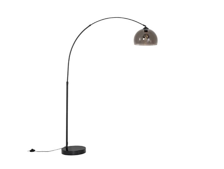 Lampadaire arc intelligent noir avec verre fumé incl. WiFi G95 -